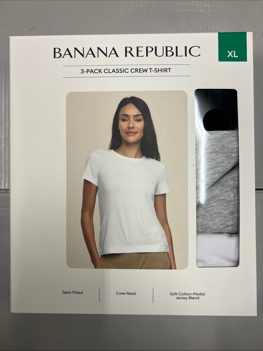 Banana Republic Women’s 3-Pack Classic Crew Tees — White & Light Heather Gray